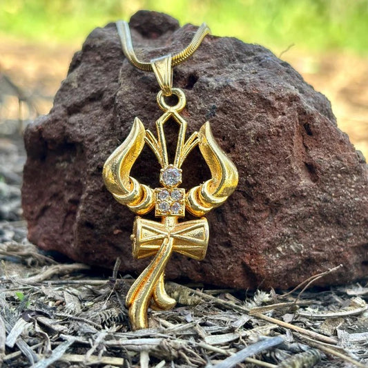 Trishul Om and Damru pendant with chain