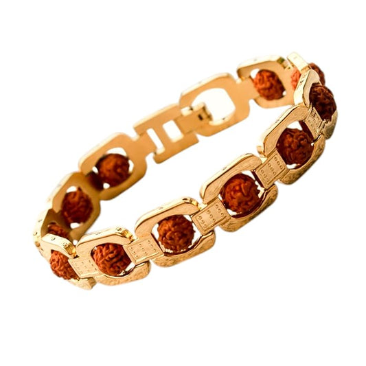 Modern Stylish Gold Plated Rudraksha Bracelet