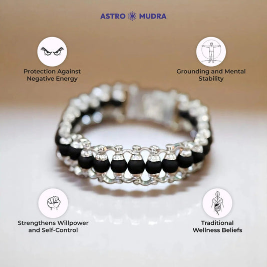 Combo offer Silver-Plated Karungali Chain Bracelet - Made from Natural Ebony Wood